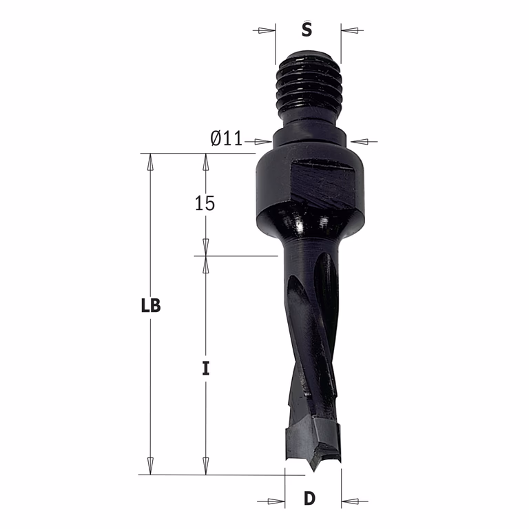 Mèche filetée 11x4 mm, gauche · 340.120.12