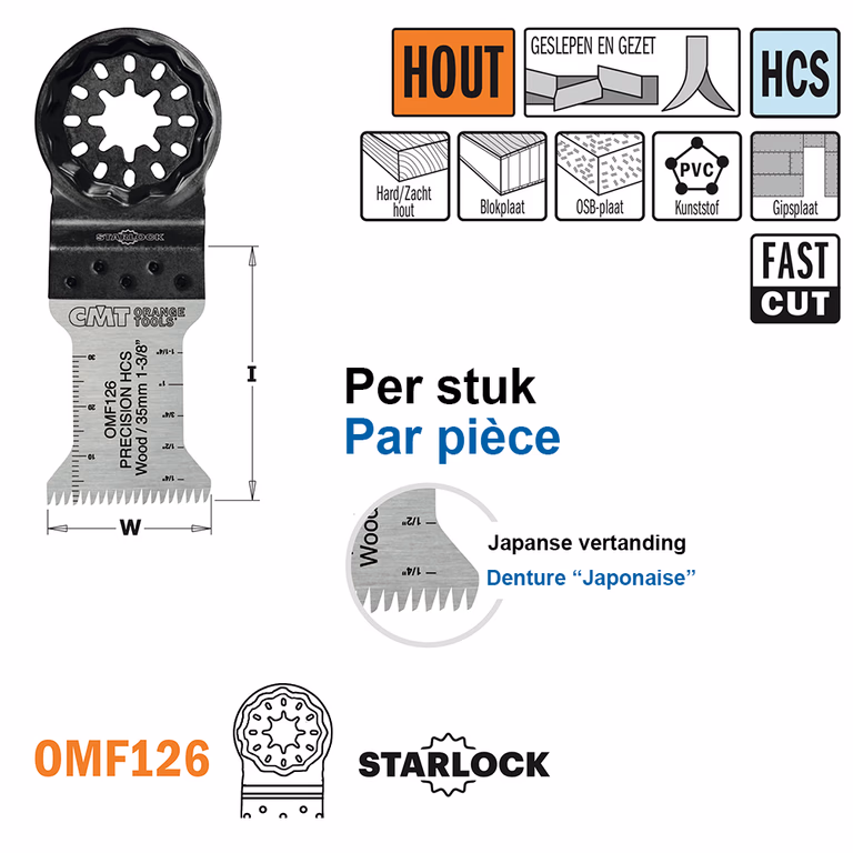 Multitoolzaagblad (Japanse vertanding) voor hout, 35mm · OMF126-X1
