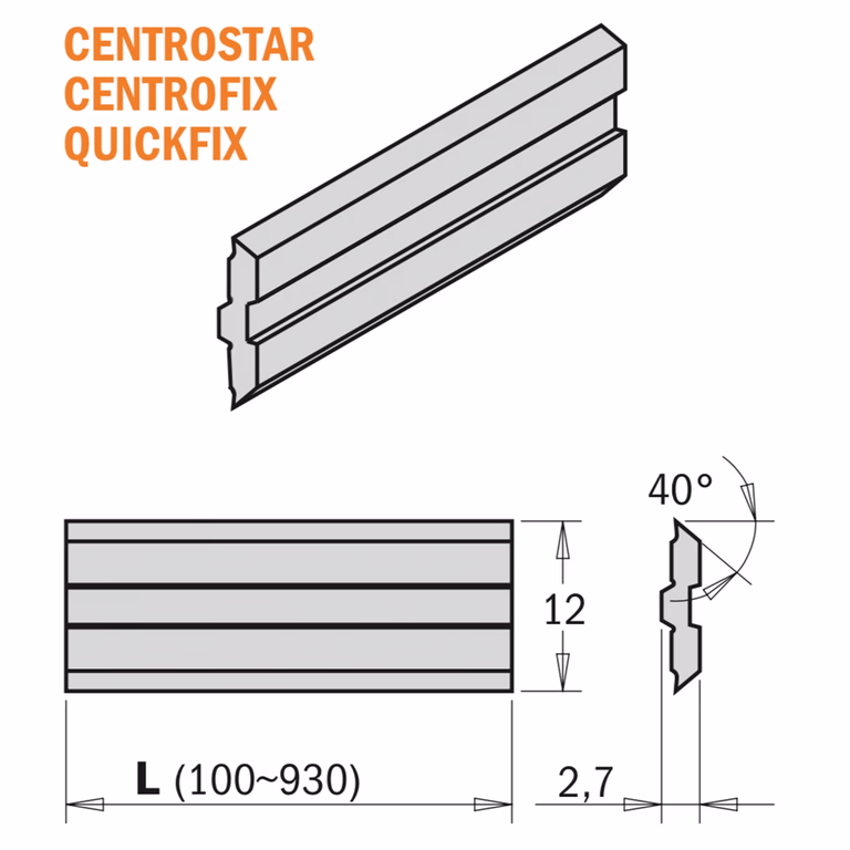 Lame de rabot HPS Centrostar, 280x12x2,7 mm 795.280.12