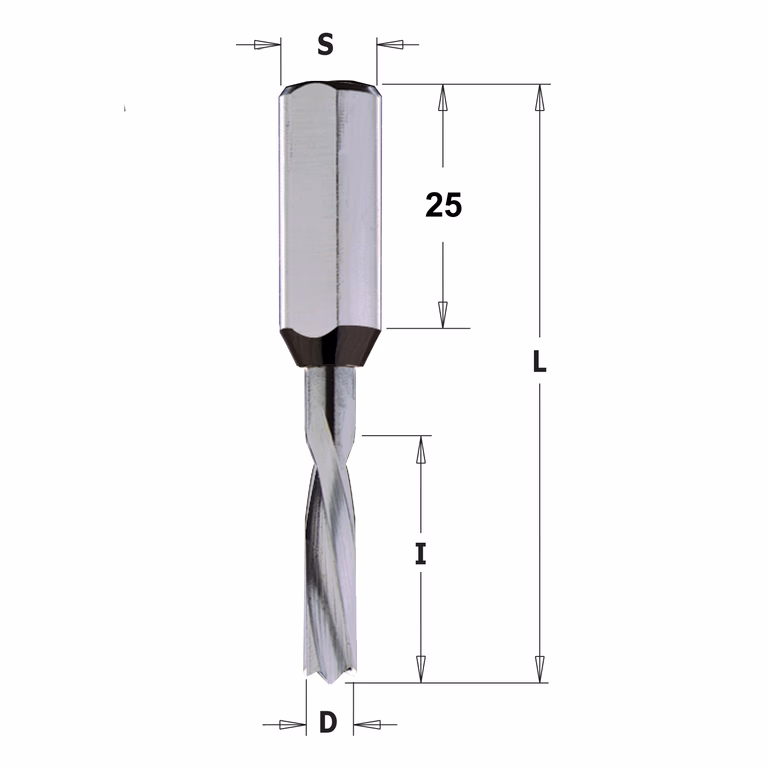 Mèche pour perceuse, gauche D=10mm L=57,5mm L1=27mm I=27mm · 310.100.22