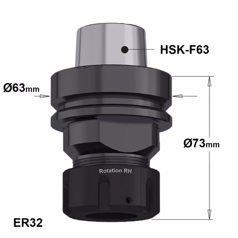 Mandrin ER32 HSK-F63 non chromé droit · 183.300.91