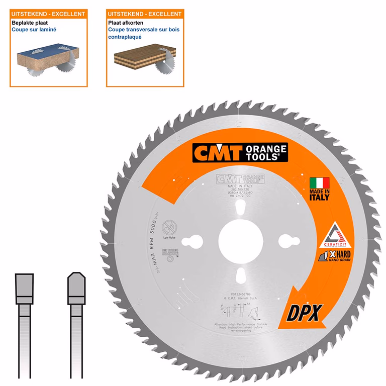 Lame de scie avec dents DPX (carbure), CMT 282.380.72U