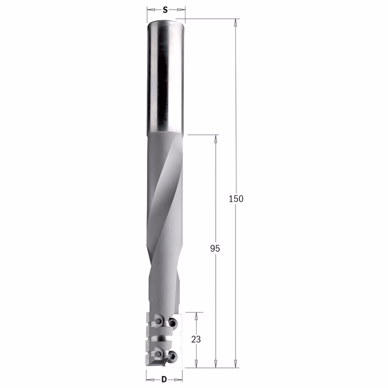 Fraise avec plaquettes réversibles et brise-copeaux pour serrures D=16mm S=16mm