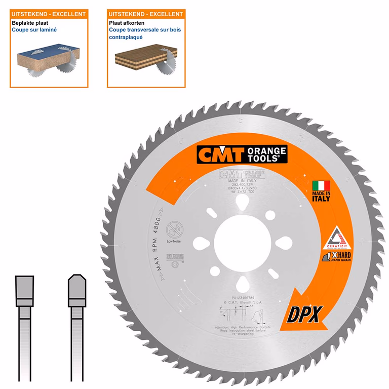 Lame de scie avec dents DPX (carbure), CMT 282.400.72W