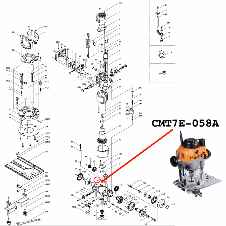 57,58,76_LOWER MOTOR BODY & BUSH ASSEMBLY