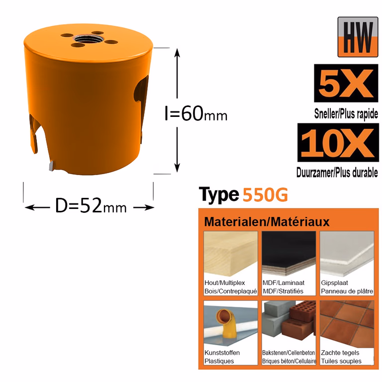 Gatzaag, Hardmetaal D=52mm I=60mm