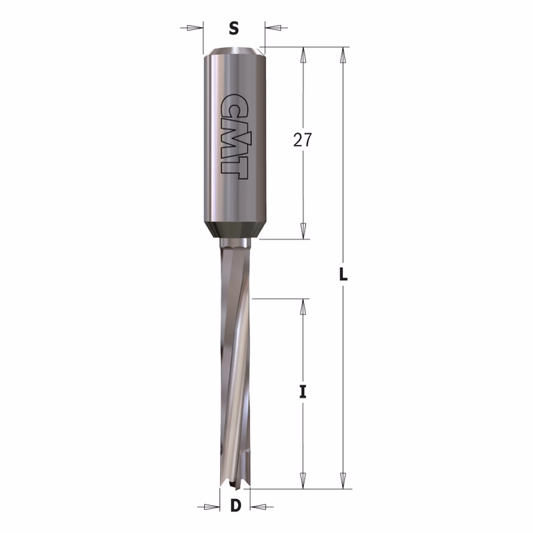 Mèche pour perceuse, droite D=5mm L=70mm L1=27mm I=30mm