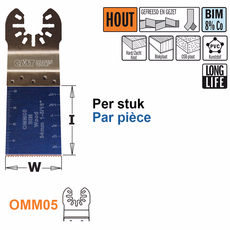 Mulltitoolzaagblad voor hout, 34mm · OMM05-X1