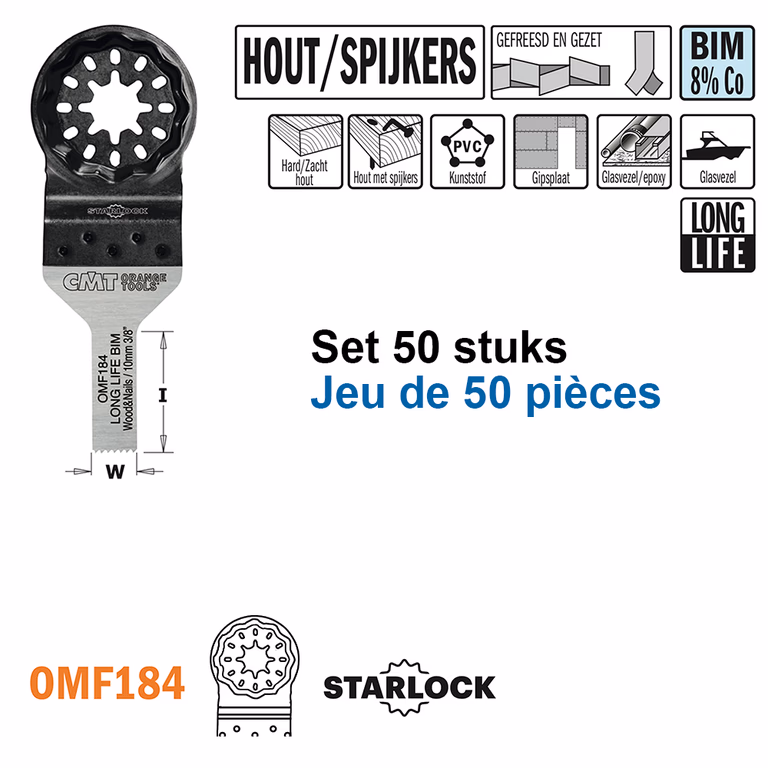 Lame de scie multi-outils pour le bois avec clous, 10mm · OMF184-X50