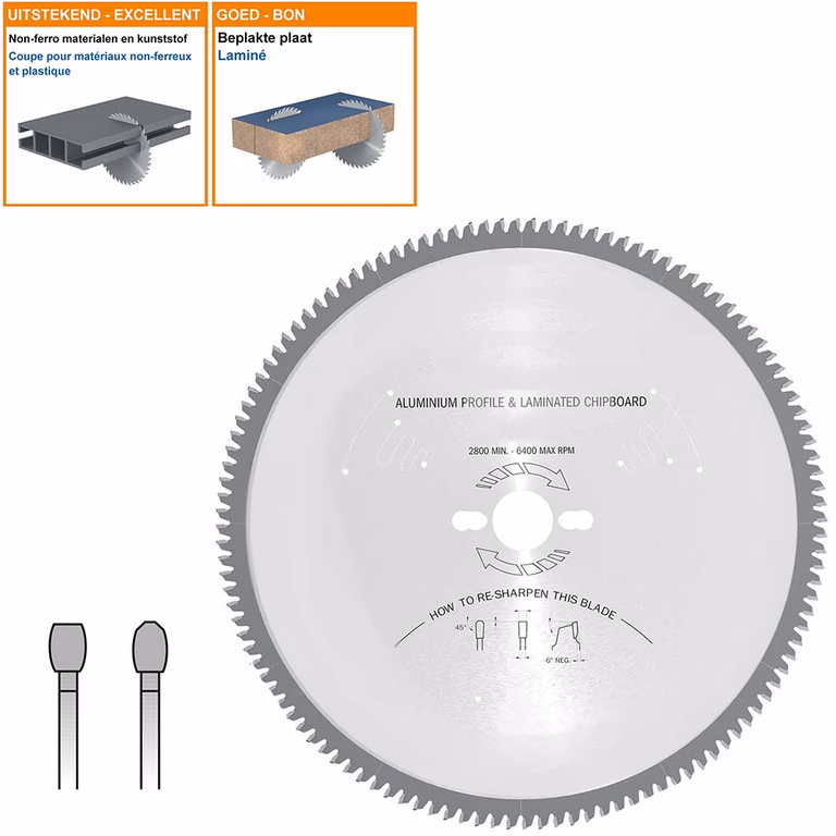 Lame de scie spéciale pour les profilés en aluminium laqués