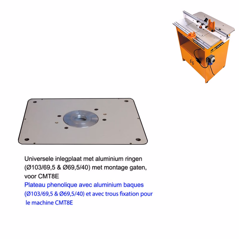Plateau phénolique Ø103/69,5 mm, alu, CMT8E