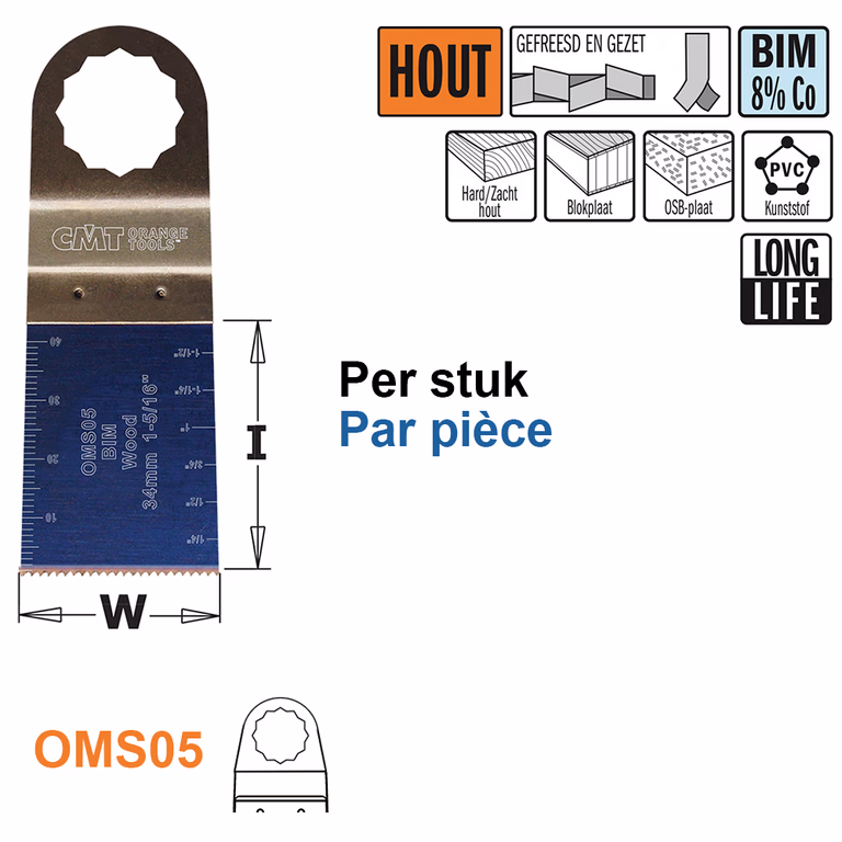 Lame de scie multi-outils pour le bois et le métal, 15 mm · OMS15-X1