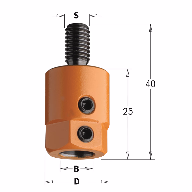 Adaptateur, gauche D=19,5mm S=M8 B=10mm