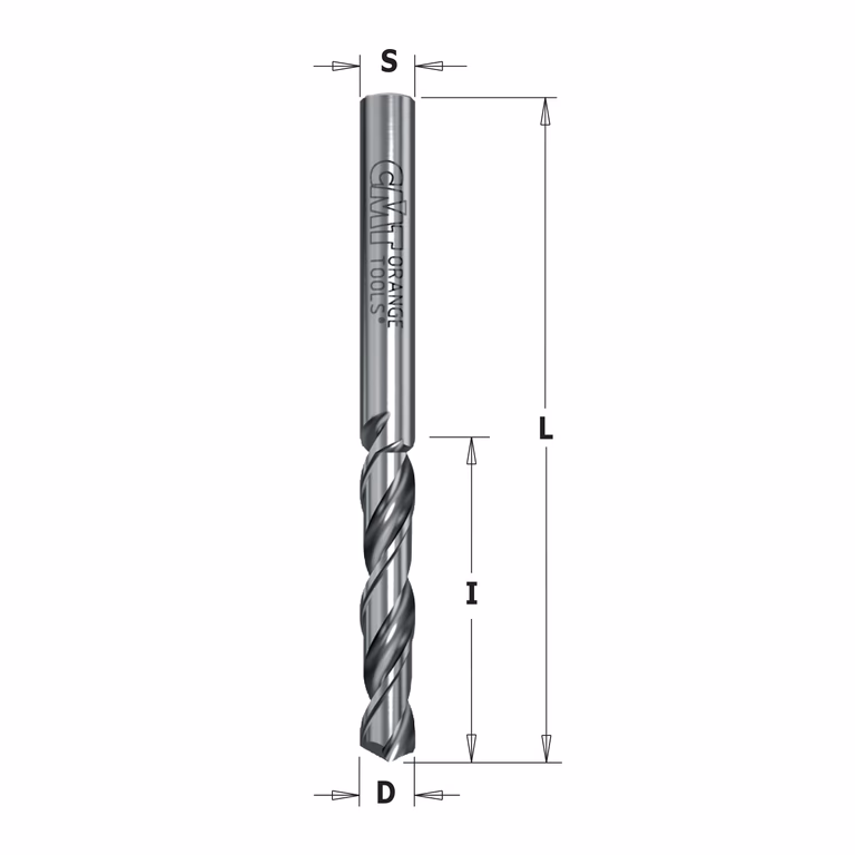 Foret hélicoïdal HWM solide, angle de coupe de 120°, gauche D=4mm S=4mm L=55mm I=27mm
