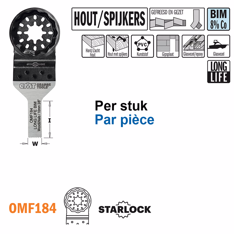 Lame de scie multi-outils pour le bois avec clous, 10mm · OMF184-X1