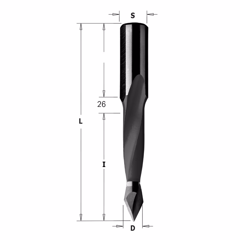 Mèche multibroche pour trou débouchant, droite D=8mm L=70mm L1=26mm I=35mm · 314.080.11