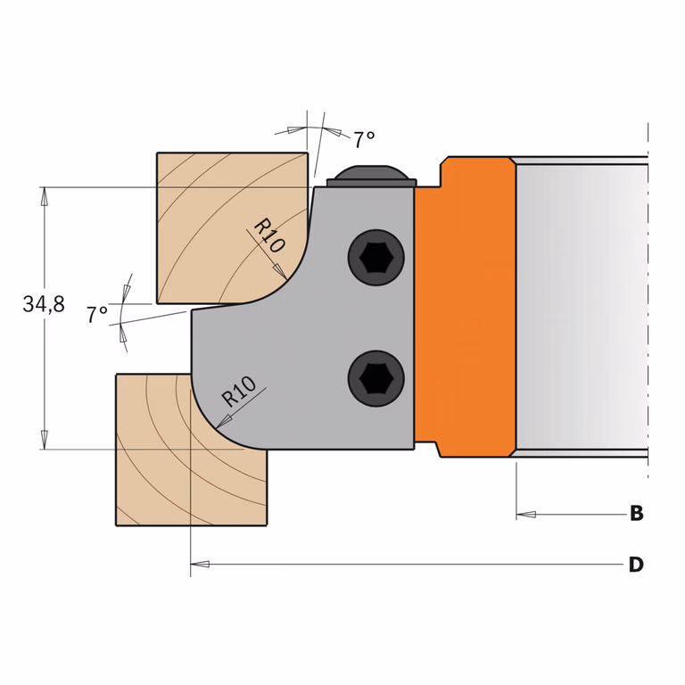 Profielmes voor holle en bolle radiusfrees type 1