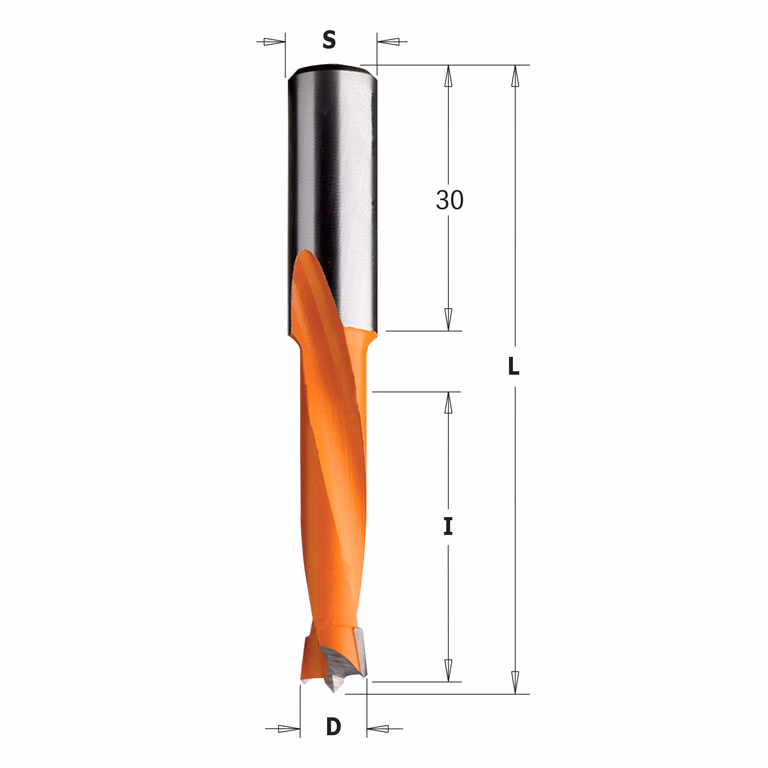Mèche pour perceuse, gauche D=5,1mm L=70mm L1=30mm I=35mm