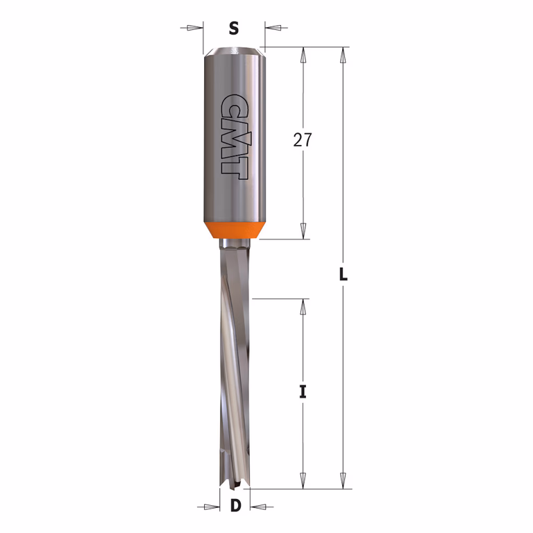 Mèche pour perceuse, gauche D=5mm L=70mm L1=27mm I=30mm