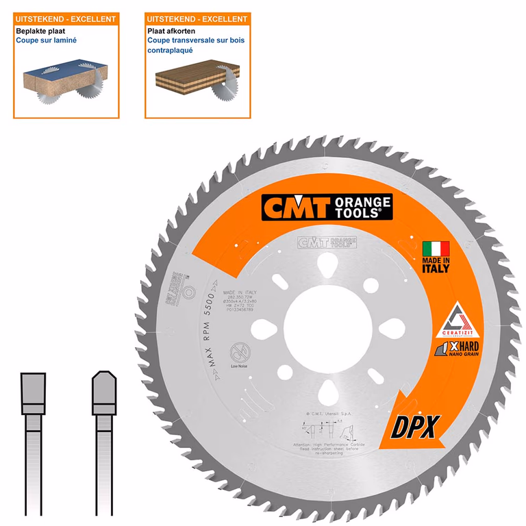 Lame de scie avec dents DPX (carbure), CMT 282.350.72W