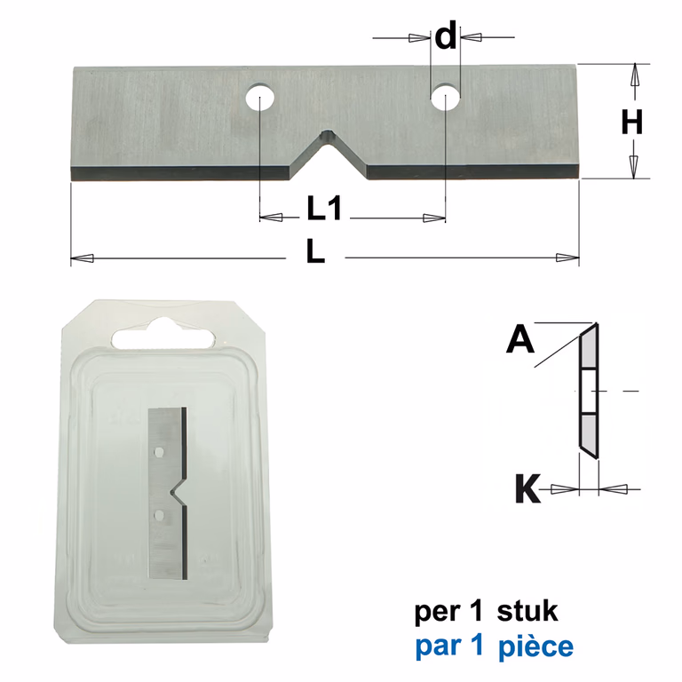 Couteaux droite avec entaille de 90° chacune (par 1 pc.)