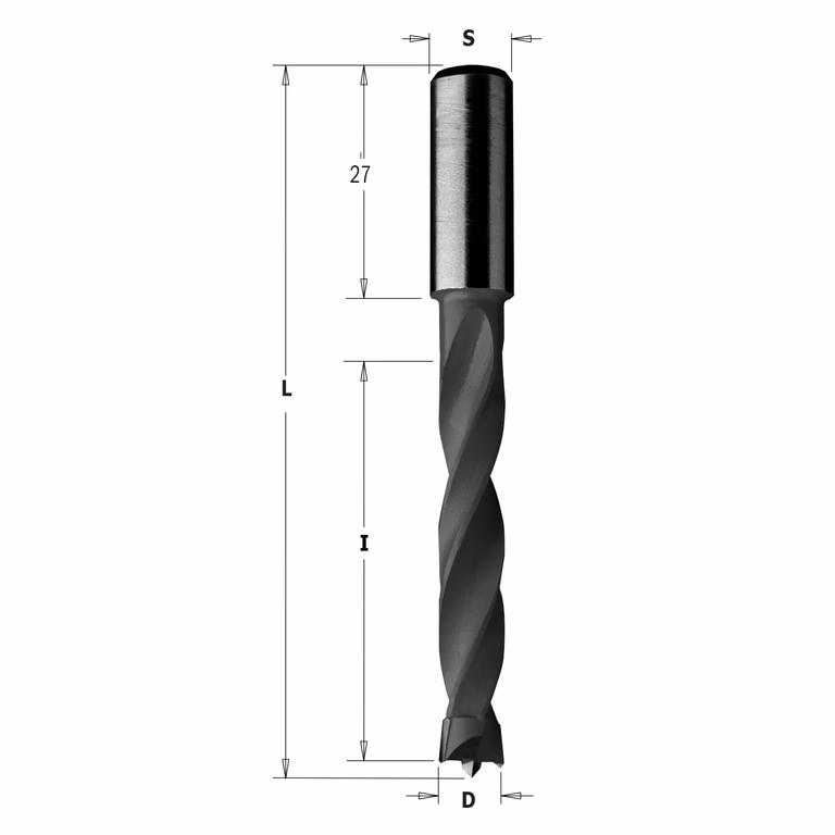 Mèche pour perceuse, droite D=6mm L=85mm L1=27mm I=50mm