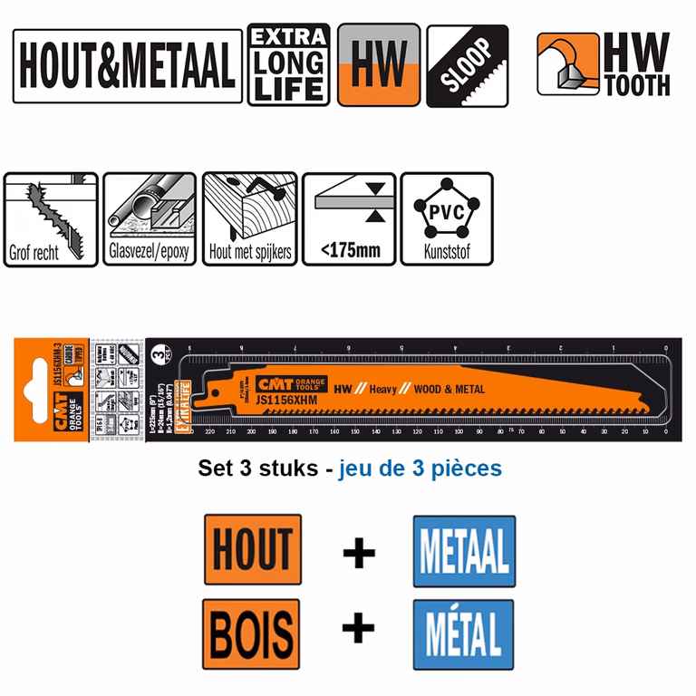 Lame de scie alternative HM 150mm x 24 x 1.2 x 6-8TPI