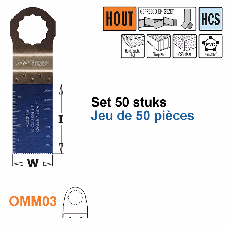 Multitoolzaagblad voor hout, 28mm · OMS03-X50
