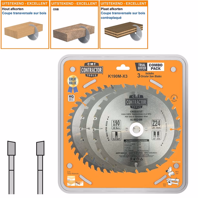 Jeu de lames de scie universelles HW Contractor