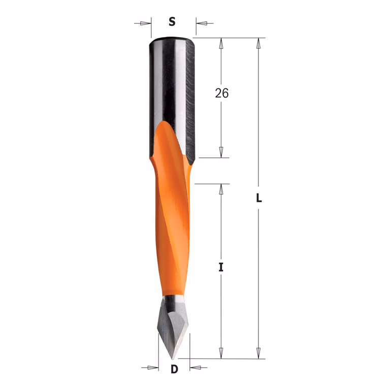 Mèche multibroche pour trou débouchant, gauche D=8mm L=70mm L1=26mm I=35mm · 314.080.12