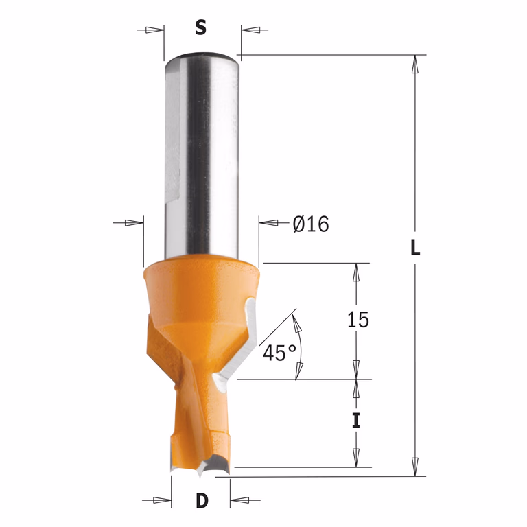 Mèche pour perceuse avec fraisoir, gauche D=10mm L=57,5mm I=13mm