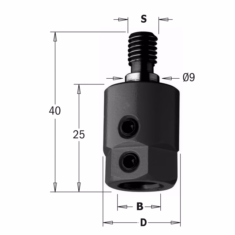 Boorhouder met centreer 9x4 mm, rechts · 358.000.01