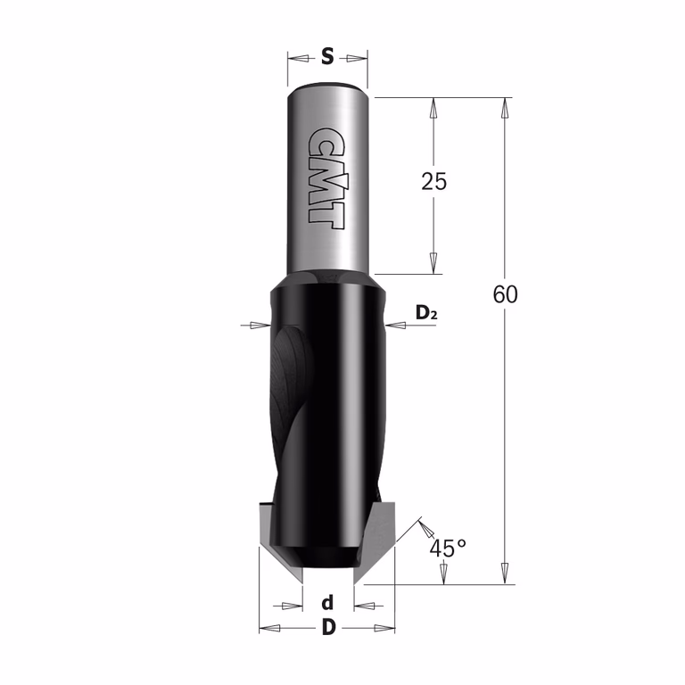 Fraisoirs, droite D=16mm S=10mm L=60mm d=4,5mm