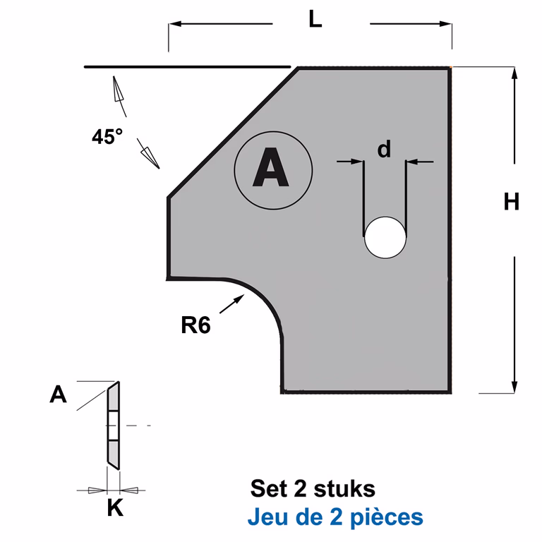 Paire de couteaux de profil type A6