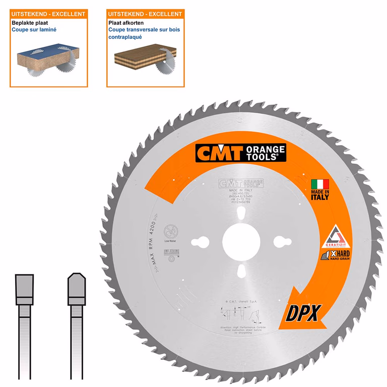 Lame de scie avec dents DPX (carbure), CMT 282.450.72U