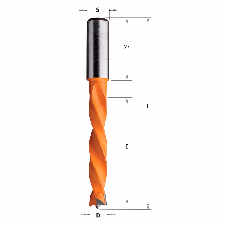 Mèche pour perceuse, gauche D=5mm L=85mm L1=27mm I=50mm