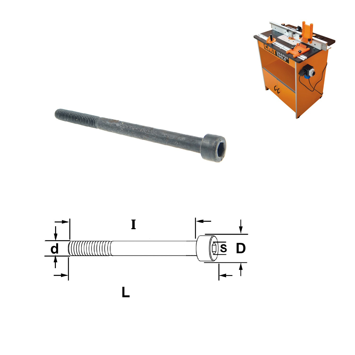 Inbusbout met ronde kop (industr. freestafel)