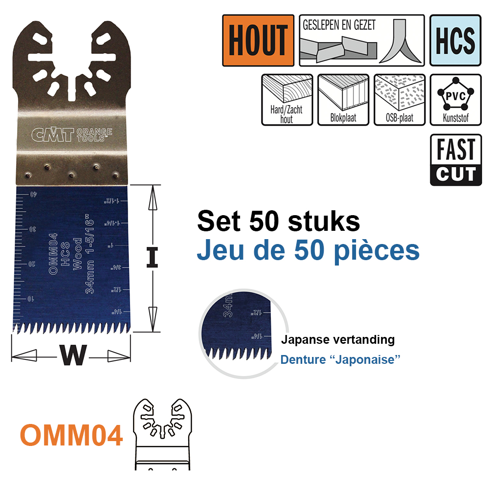 Lame de scie multi-outils (denture japonaise) pour le bois, 34mm