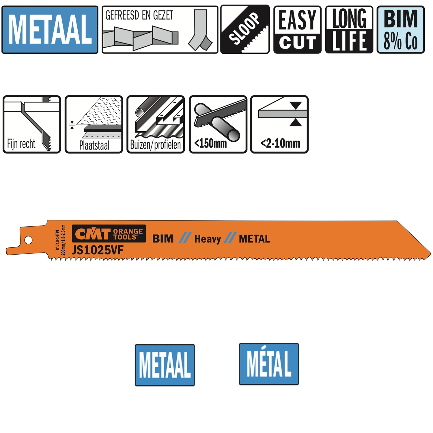 Lame de scie sables Bi-métal 200mm x 1,25 x 10-14TPI