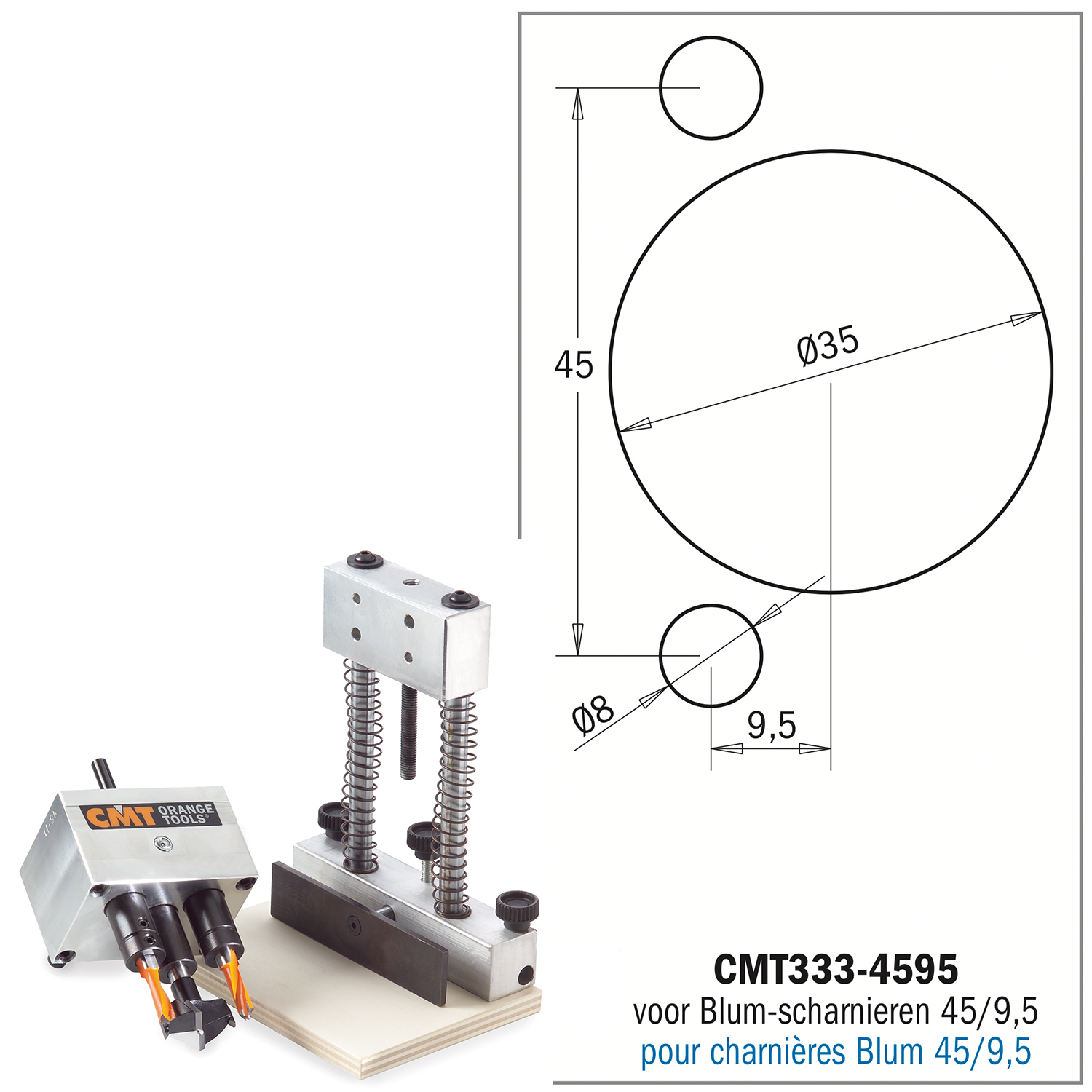 Scharnierboor systeemset