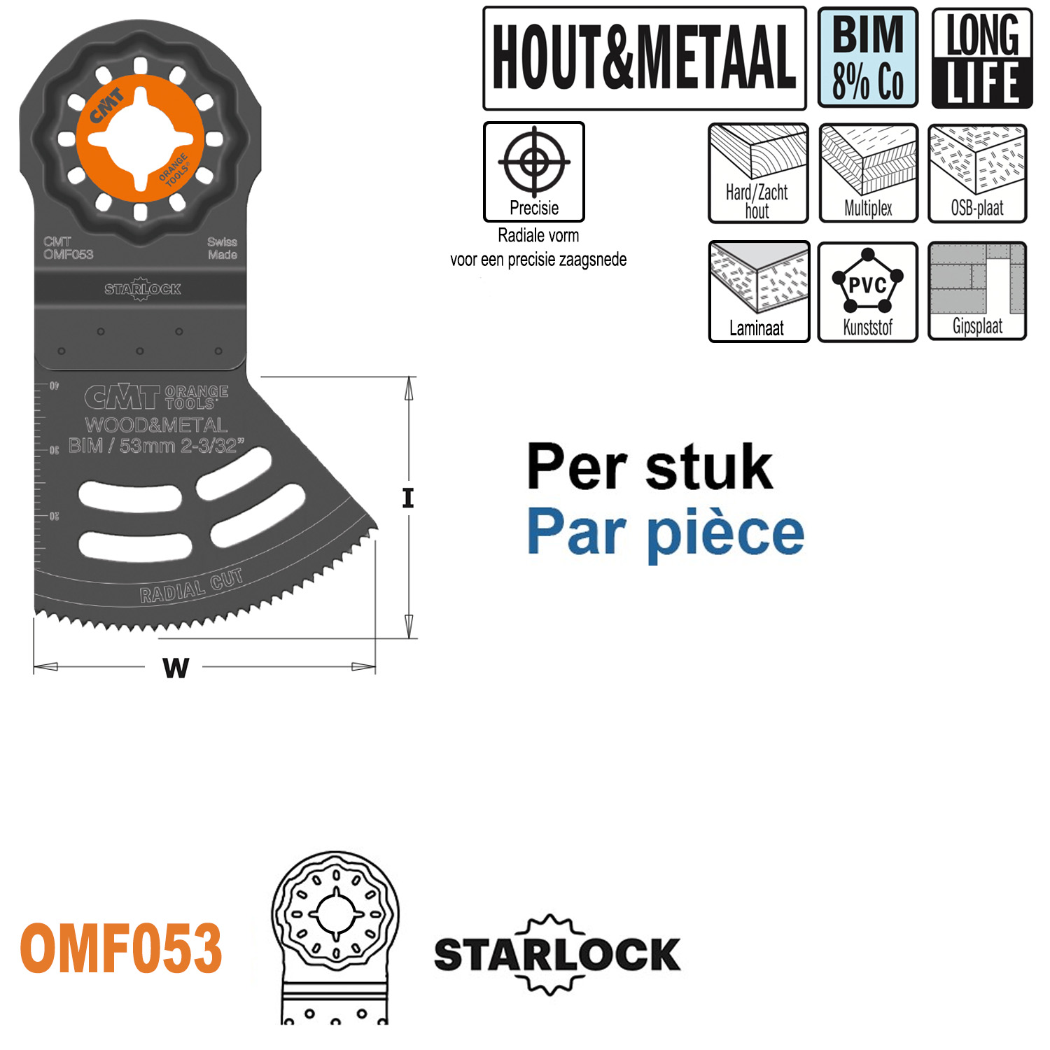 Lame de scie plongeante 53 mm, Starlock, 14 TPI, BiM