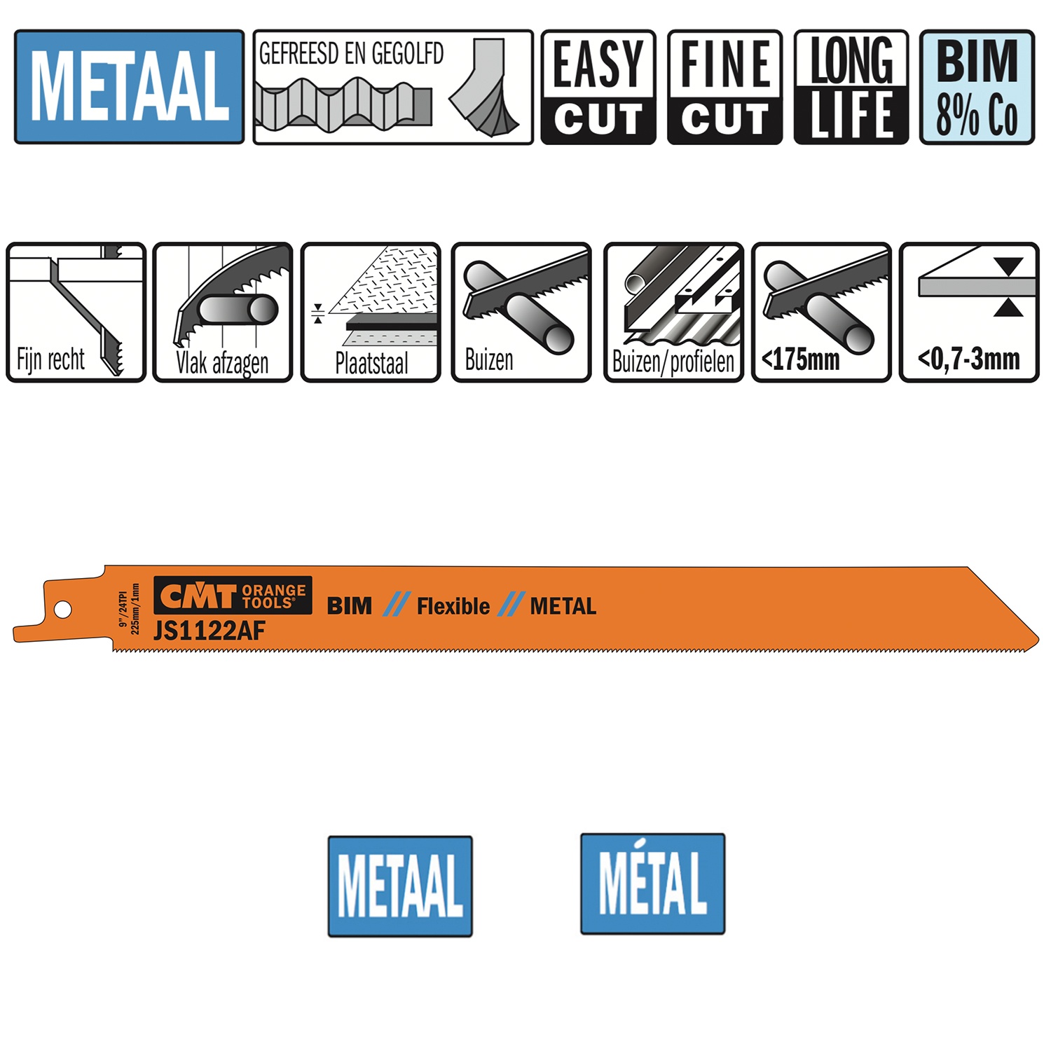 Lame de scie sables Bi-métal 225mm x 0,9 x 24TPI