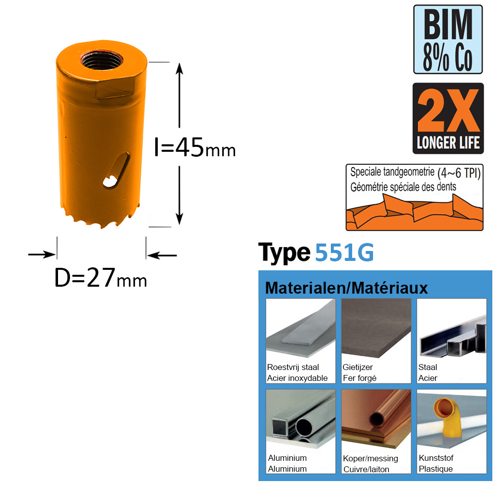 Scie cloche, Bim 8% Co D=27mm - GRN