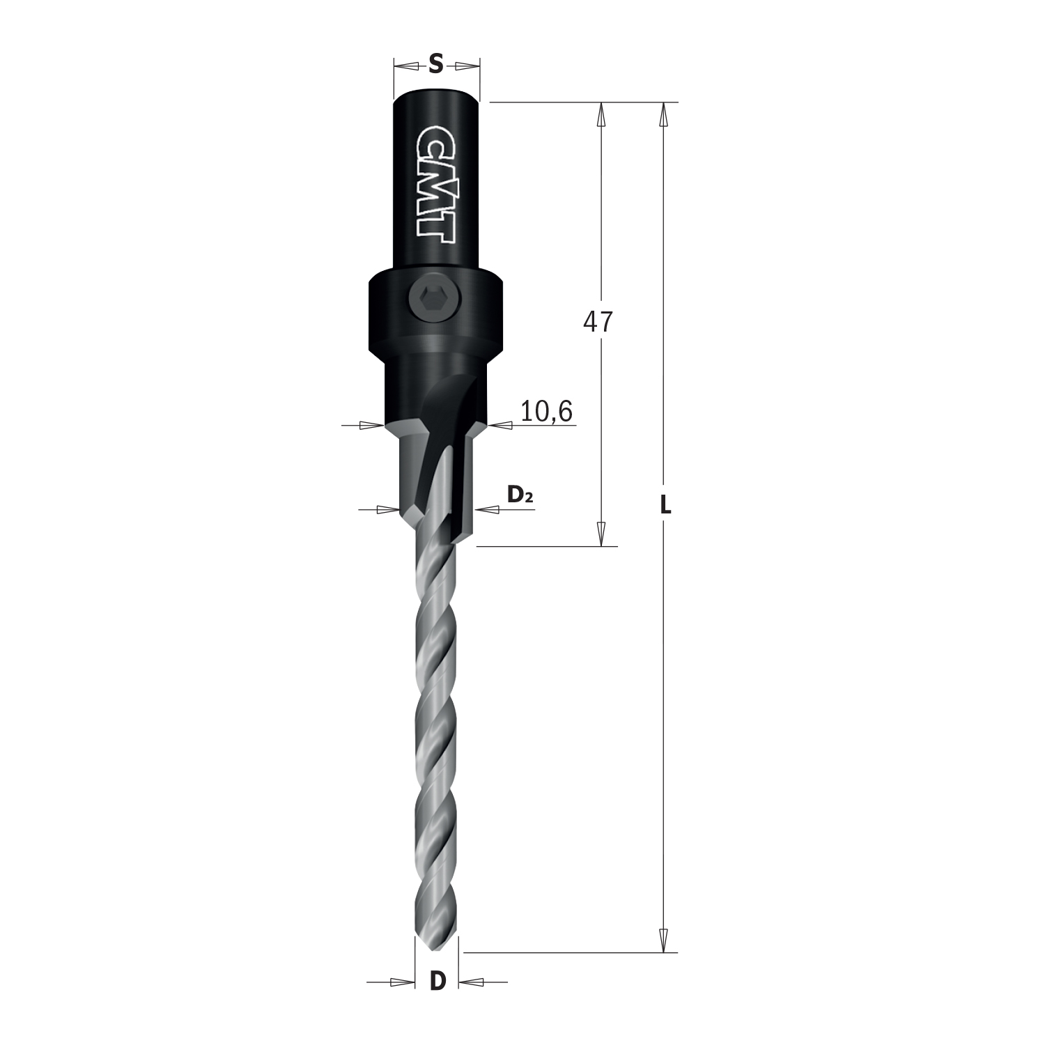 Trappenboor met verzinker voor schroefverbinding