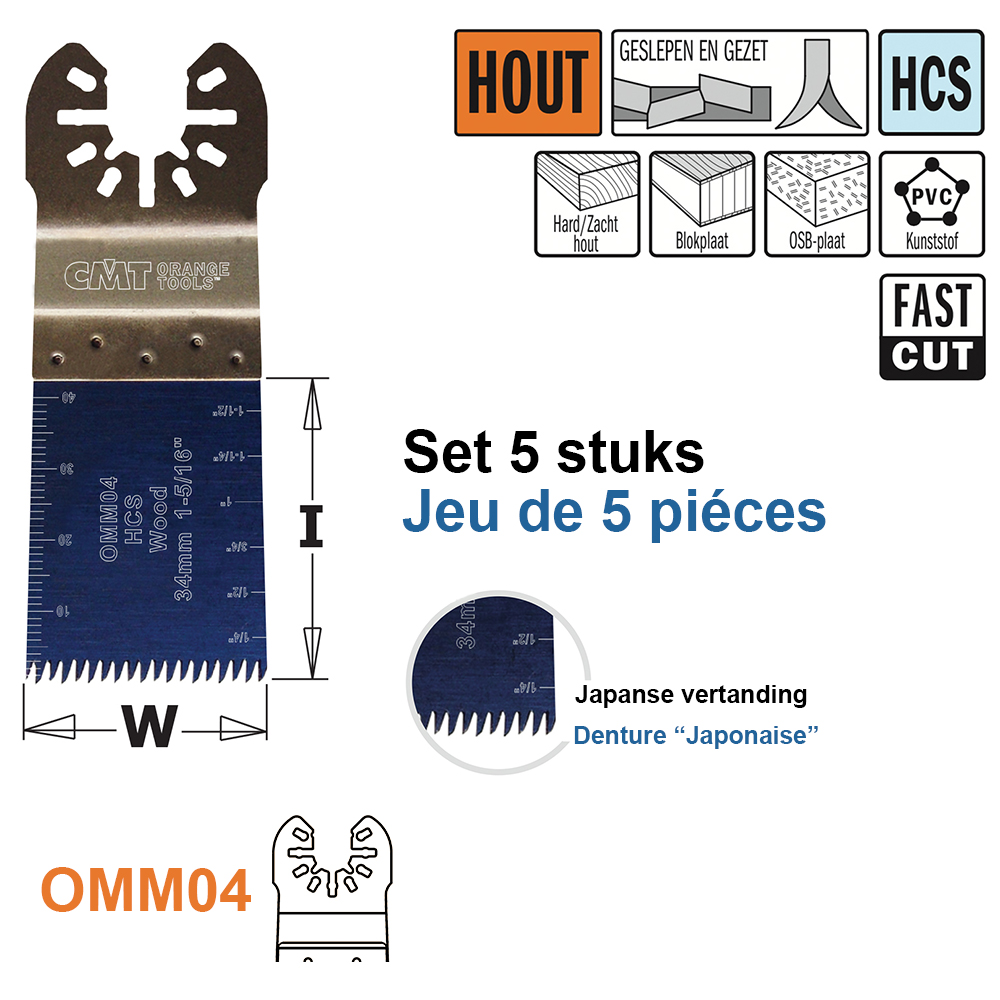 Lame de scie multi-outils (denture japonaise) pour le bois, 34mm