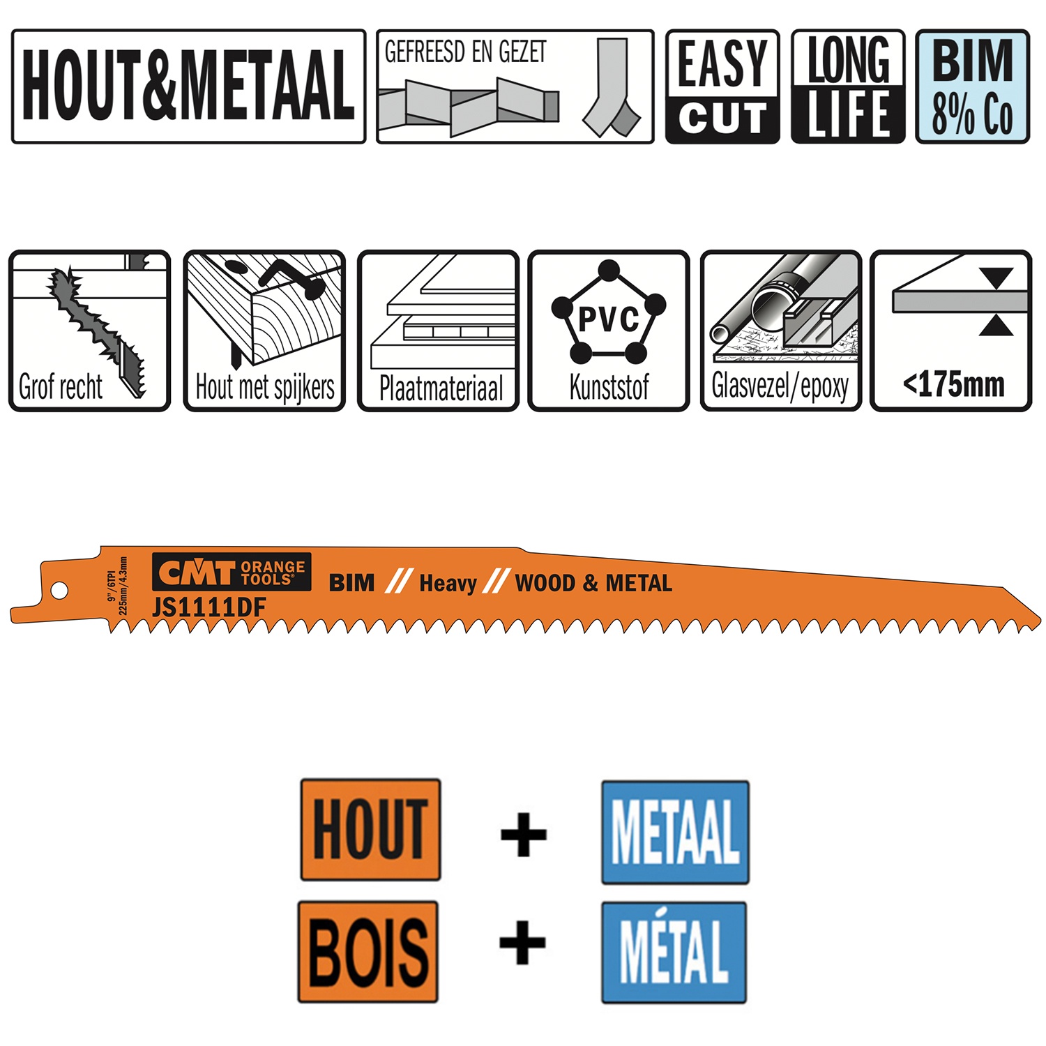 Lame de scie sables Bi-métal 225mm x 1,25 x 6TPI