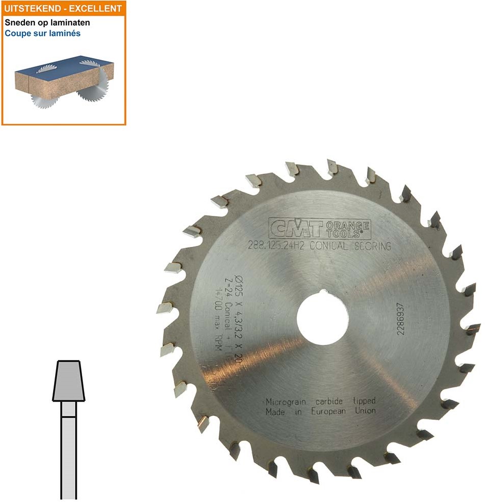 Conische voorritszaag met hardmetalen tanden