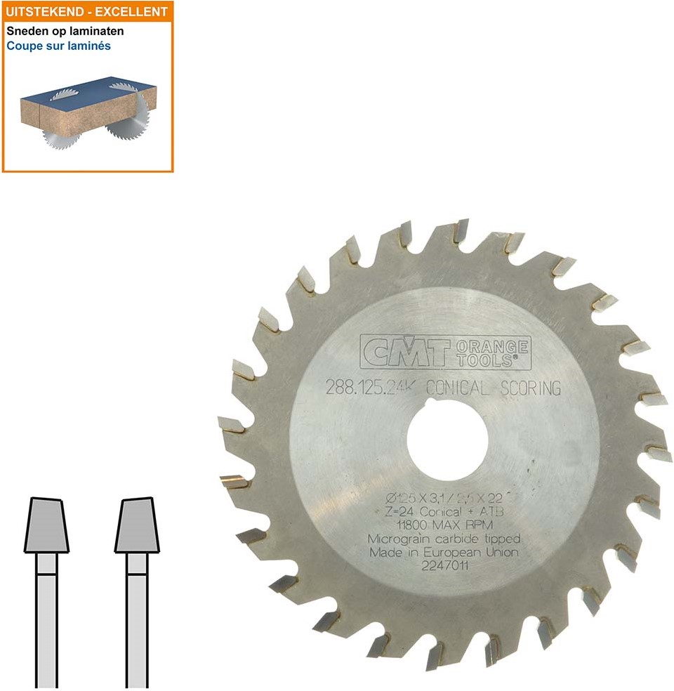 Conische voorritszaag met hardmetalen tanden