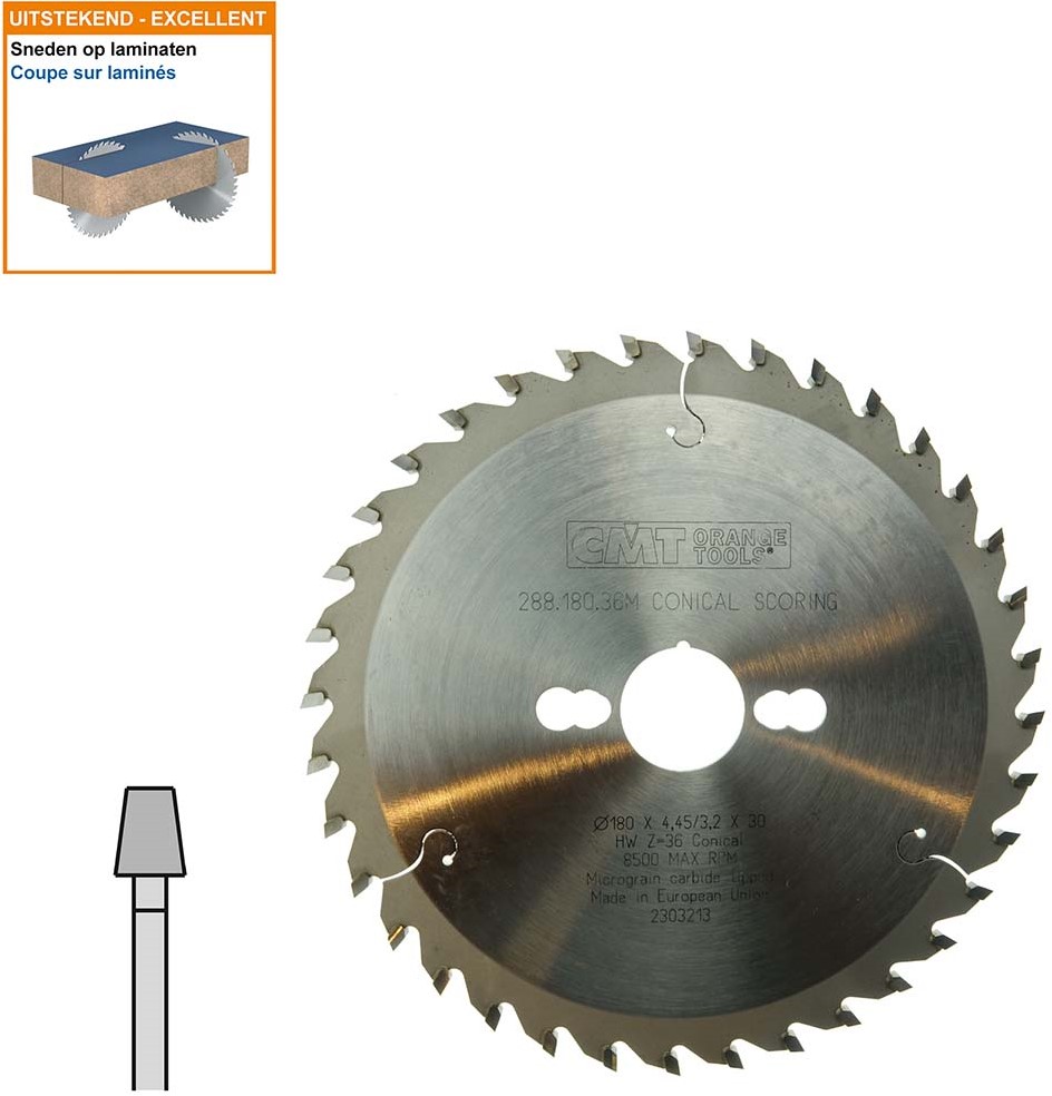 Conische voorritszaag met hardmetalen tanden