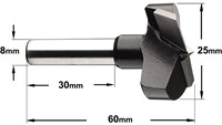 Cilinderkopboor zonder voorsnijders D=25-3